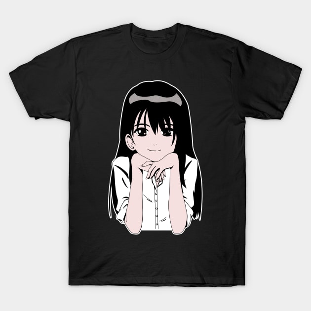 Funny Manga Cute Eyes Happy Smile School Girl Senpai Meme T-Shirt by designsenpai